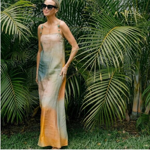 STAUD Dresses & Skirts - Staud Laura Linen Maxi Dress in Pastel Clouds M